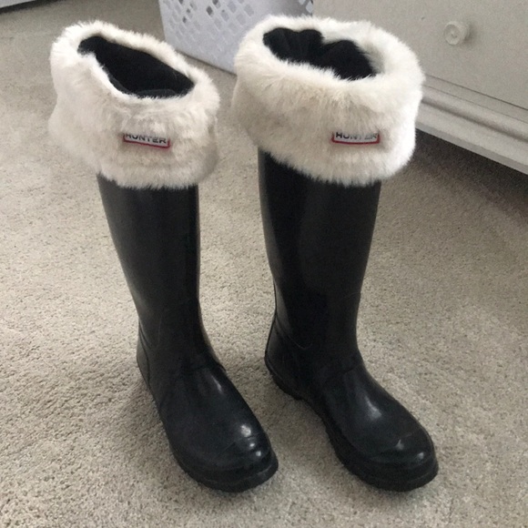 hunter rain boots with fur